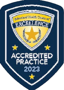 Behavioral Health Center of Excellence accreditation seal, 2023
